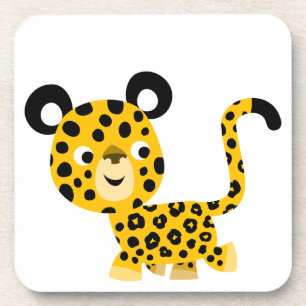 Posavasos Personalizado lindo sonriente Leopardo conjunto de