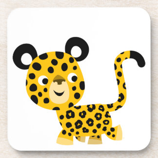 Posavasos Personalizado lindo sonriente Leopardo conjunto de