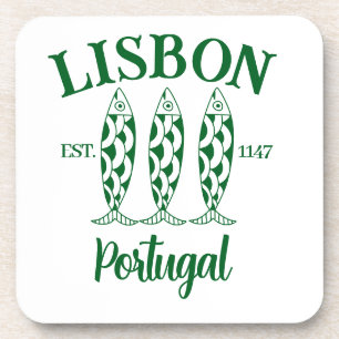Posavasos Personalizado Lisboa Portugal Texto verde