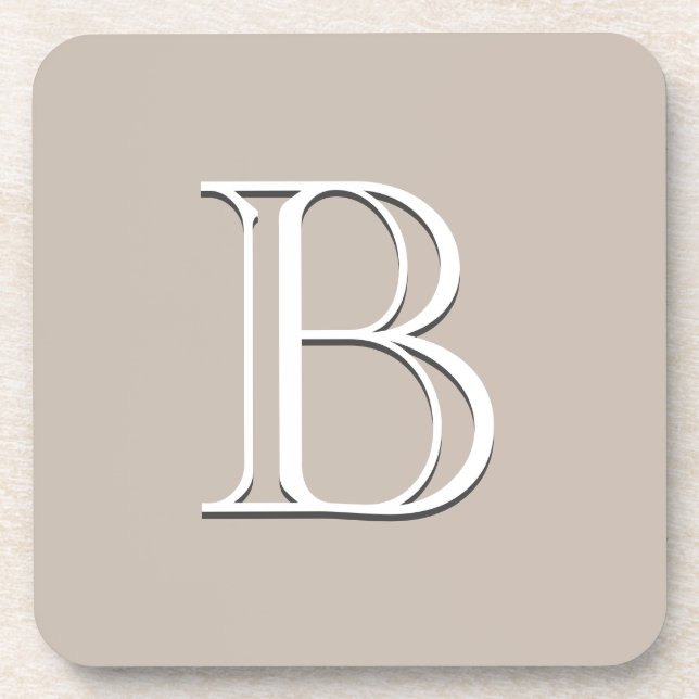 Posavasos Personalizado Moderno Monogramado Inicial Beige Bl (Frente)
