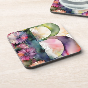 Posavasos Personalizado Monograma Tono de joyería Floral