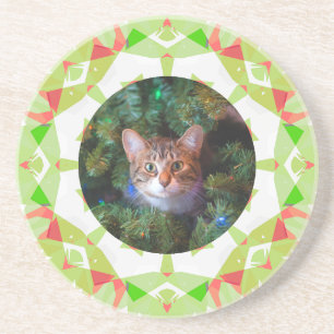 Posavasos Personalizado Naranja Verde Rojo Feliz Mascota de