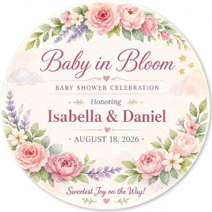 Posavasos Personalizado para Baby Shower con Flore