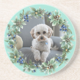 Posavasos Personalizado Photo Winter Berry Wreath