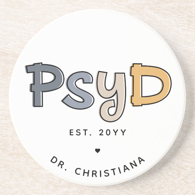 Posavasos Personalizado PsyD Médica de Psicóloga (Frente)