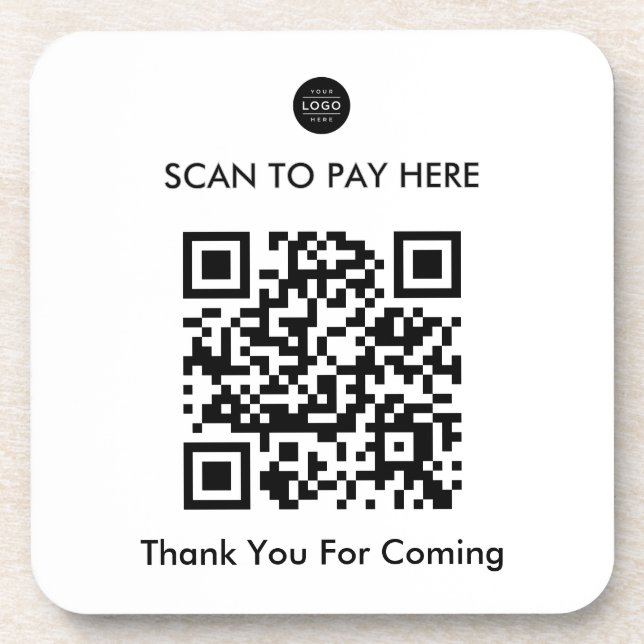 Posavasos Personalizado QR Code Payment Business Coaster (Frente)