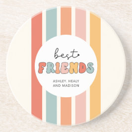 Posavasos Personalizado Retro Mejor Amigos BFFs Cute Besties