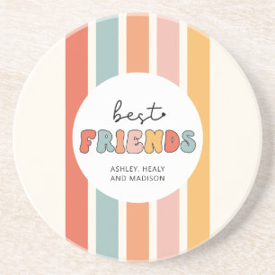 Posavasos Personalizado Retro Mejor Amigos BFFs Cute Besties
