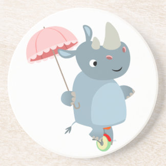 Posavasos Personalizado Rhino con paraguas en una montaña ru