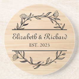 Posavasos Personalizado Rústico Único Rústico Boda Fecha