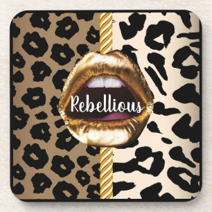 Posavasos Personalizado salvaje Oro labios Regalo Decoración
