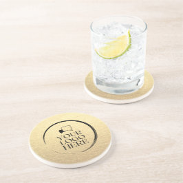 Posavasos Personalizado simple y limpio negocio oro tu logot