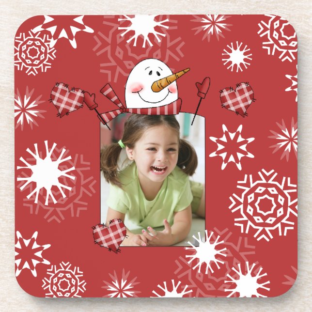 Posavasos Personalizado Snowman Photo Coasters (Frente)