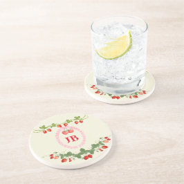 Posavasos Personalizado Strawberry Monogrammed