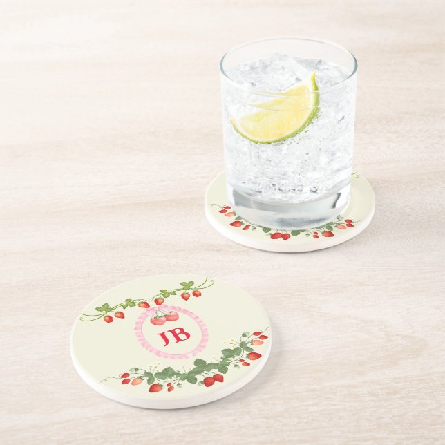 Posavasos Personalizado Strawberry Monogrammed (Lado)