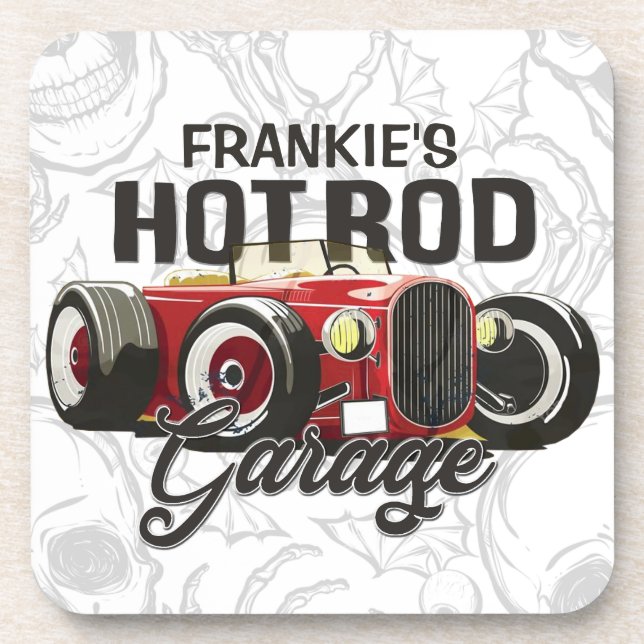 Posavasos Personalizado SU NOMBRE Hot Rod Garage Auto person (Frente)