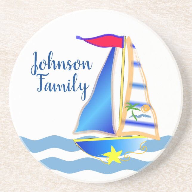 Posavasos Personalizado Sunny Sailing Day (Frente)