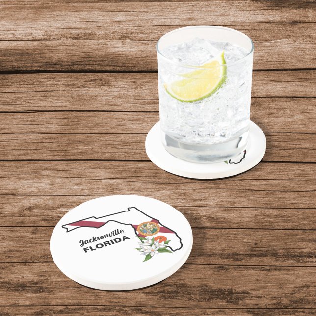 Posavasos Personalizado Texto Bandera de Florida y Flor Nara (Subido por el creador)