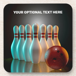Posavasos Personalizado Texto Bowling Strike conjunto de esc