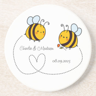Posavasos Personalizado Textos Feliz Abejas de Amor