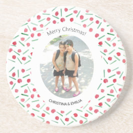 Posavasos Personalizado Una Foto Moderna Boho Candy Cane