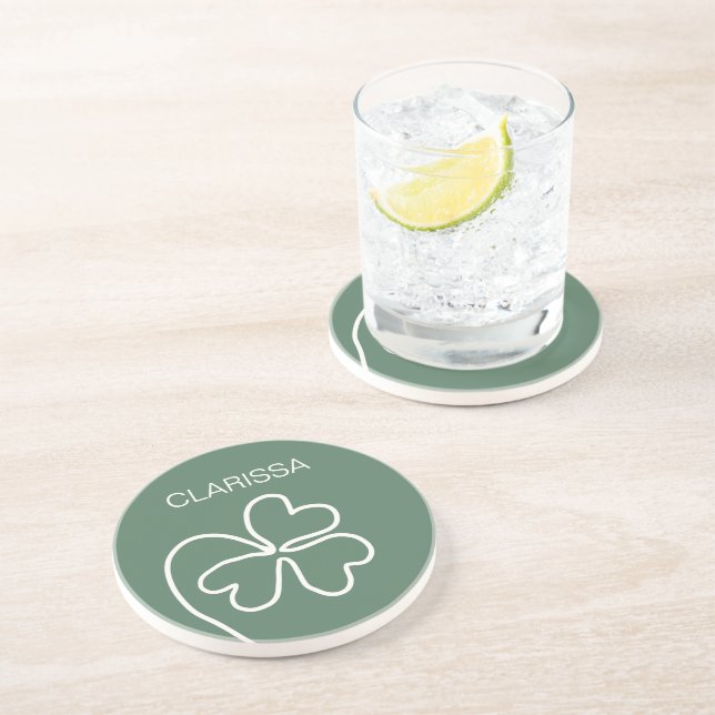 Posavasos Personalizado verde de dibujo de la línea de la ho (Lado)
