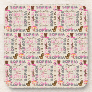 Posavasos Personalizado Western Cowgirl Horse Lover Collage 