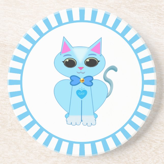 Posavasos Personalizado y rayos de gatitos azul claro (Frente)