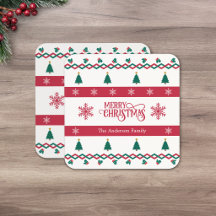 Posavasos personalizados de copo de nieve y árbol