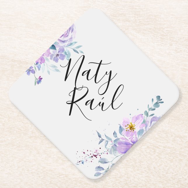 Posavasos Personalizados en tonos lilas (Anverso)