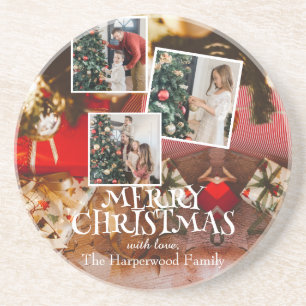 Posavasos Personalizar de navidades familiares Red Modern y