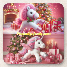 Personalizar de unicornio rosa de Feliz Navidad