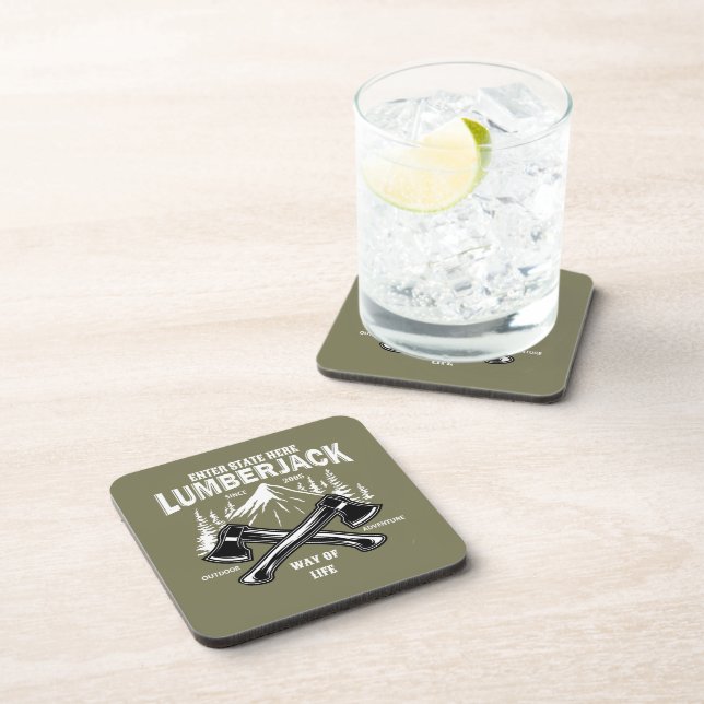 Posavasos Personalizar Lumberjack hacha cruzado el camino de (Lado Derecho)