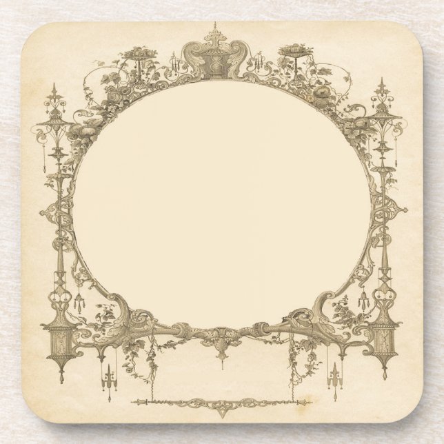 Posavasos Personalizar ornamentación oro de lujo marco borde (Frente)