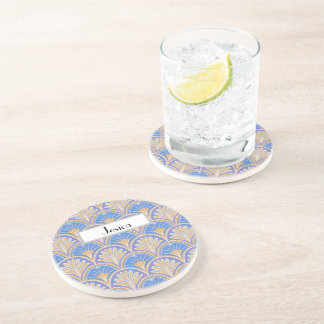 Posavasos Personalize Indigo Scallop Petal Sandstone Coaster