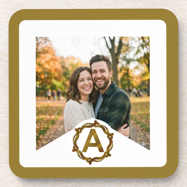 Posavasos Personalized Artisan Monogram A | Wood Frame (Frente)