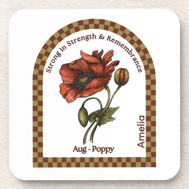 Posavasos Personalized August Birth Month Flower Coaster (Frente)