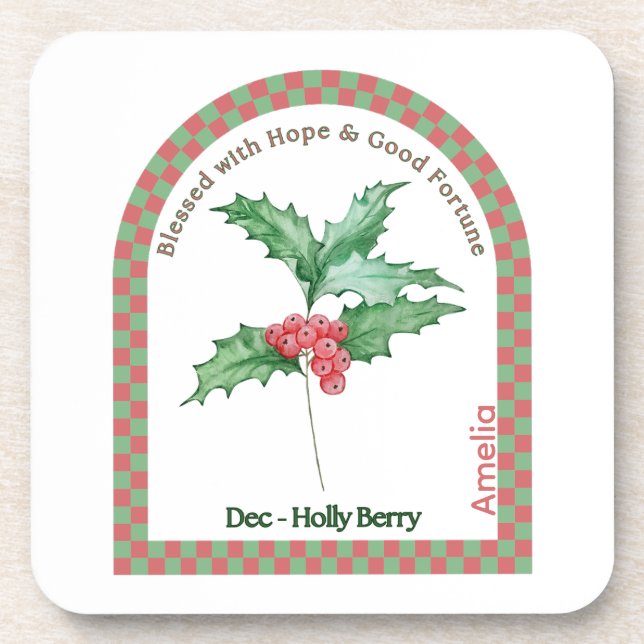Posavasos Personalized December Birth Month Flower Coaster (Frente)