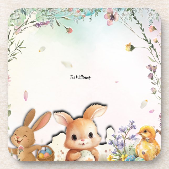 Posavasos Personalized Easter Brunch Hard Plastic Coaster (Frente)