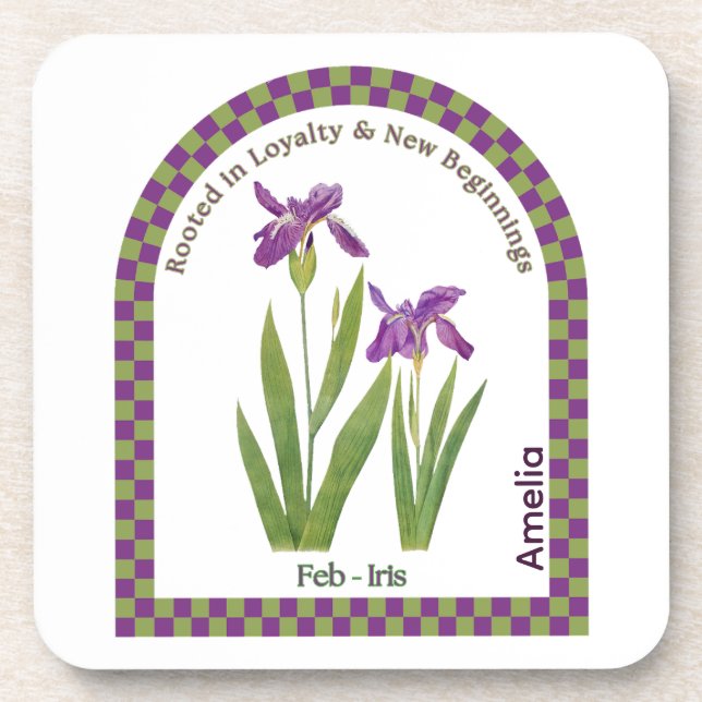 Posavasos Personalized February Birth Month Flower Coaster (Frente)