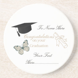 Posavasos Personalized Graduation with Butterflies and Hat