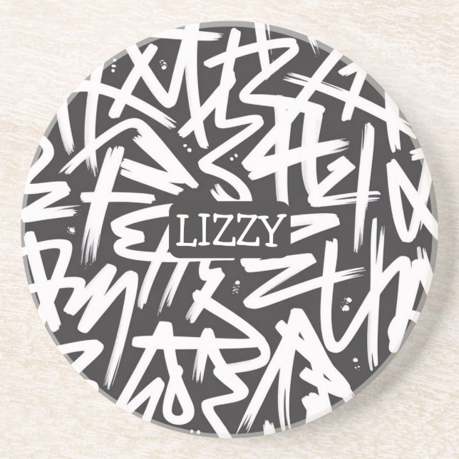 Posavasos Personalized Graffiti Name Pattern — Custom Urban (Frente)