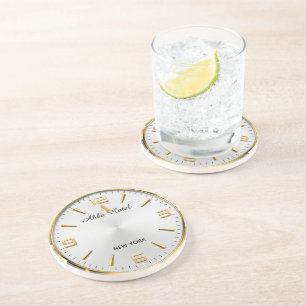 Posavasos Personalized Hotel Name Luxury Gold Silver 