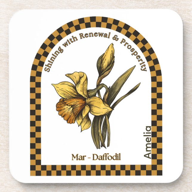 Posavasos Personalized March Birth Month Flower Coaster (Frente)