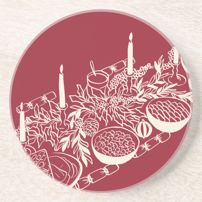 Posavasos Personalized Merry Christmas Table Minimal Design (Frente)