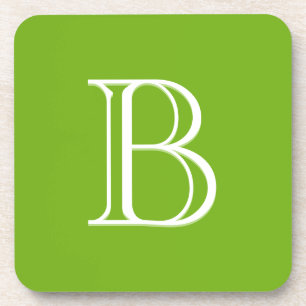 Posavasos Personalized Monogrammed Letter Initial Green