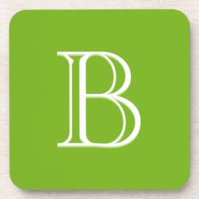 Posavasos Personalized Monogrammed Letter Initial Green (Frente)