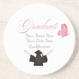 Posavasos Personalized Pink Graduate Gift, Custom Name 