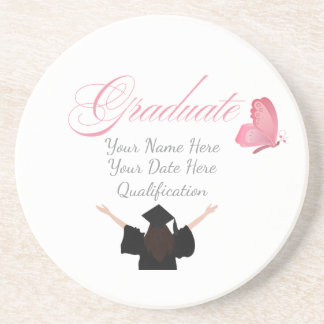 Posavasos Personalized Pink Graduate Gift, Custom Name 