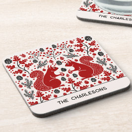 Posavasos Personalized Red Squirrels in the Forest